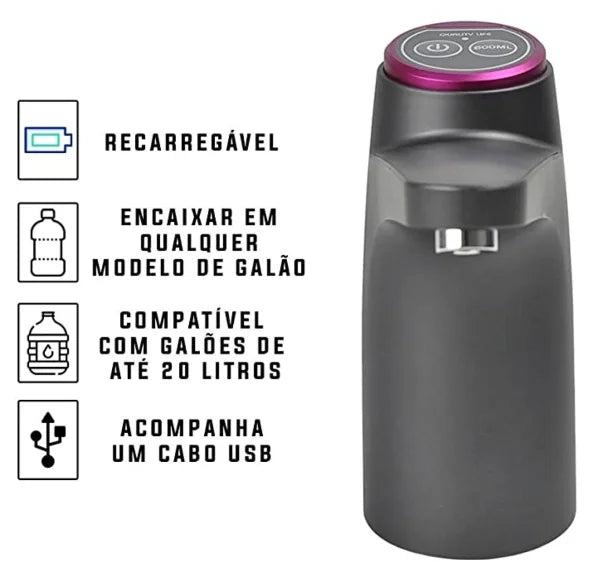 BOMBA ELÉTRICA LUXO PARA GALÃO DE ÁGUA