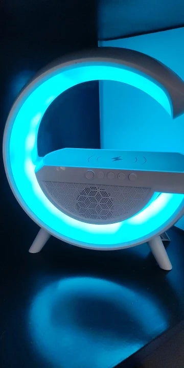 CAIXA DE SOM BLUETOOTH CARREGADOR SEM FIO RGB LUMINÁRIA DE LED ATMOSFÉRICA G-SPEAKER