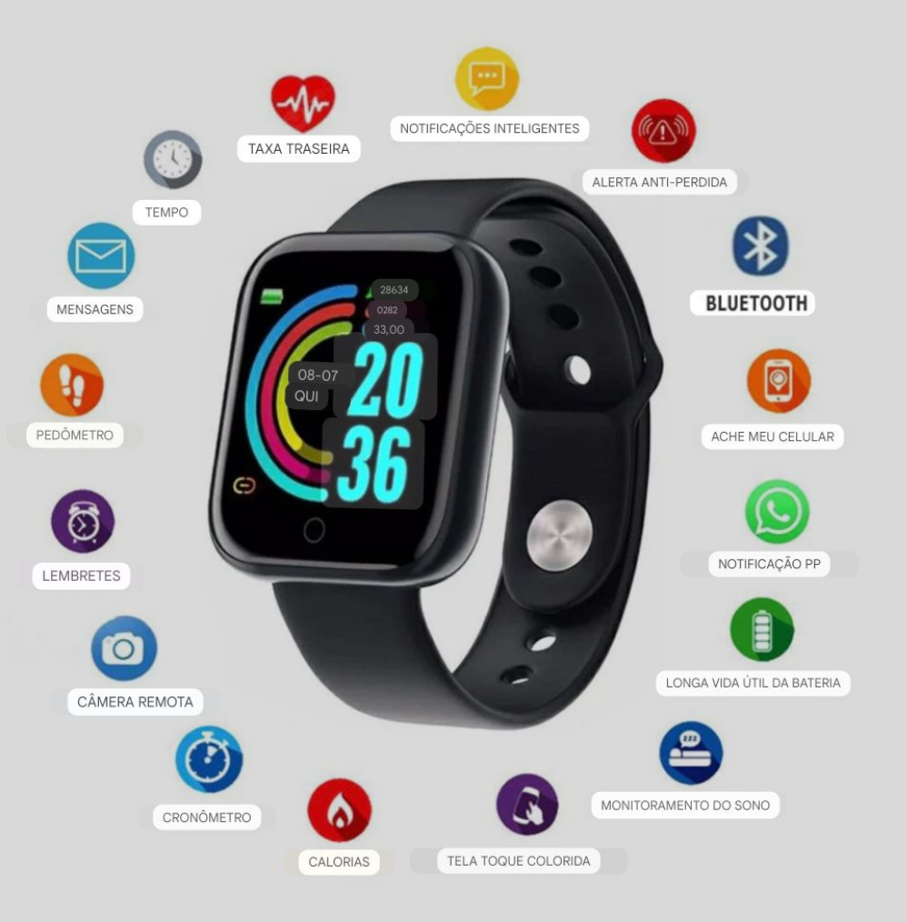 Relógio inteligente Smartwatch Digital Led Esportivo