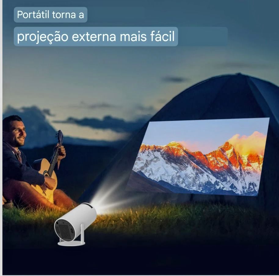 Projetor 4K Portátil com Android 11: Transforme Qualquer Ambiente em uma Tela de Cinema