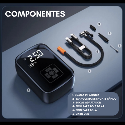 Bomba de Ar Portátil 100W: Inflação Conveniente e Versátil para Qualquer Ocasião