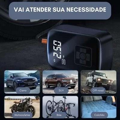 Bomba de Ar Portátil 100W: Inflação Conveniente e Versátil para Qualquer Ocasião