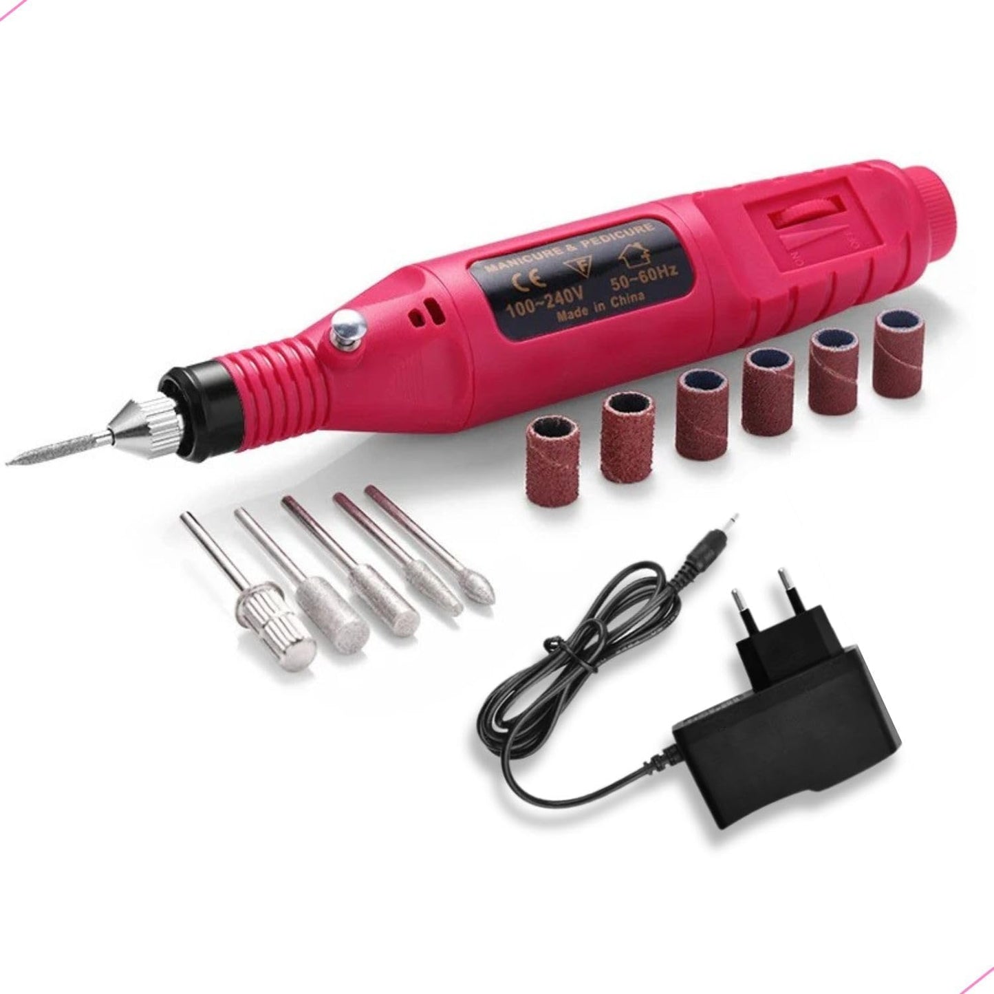 KIT DE LIXA DE UNHA ELÉTRICA PROFISSIONAL PORTÁTIL E RECARREGÁVEL PARA MANICURE E PEDICURE