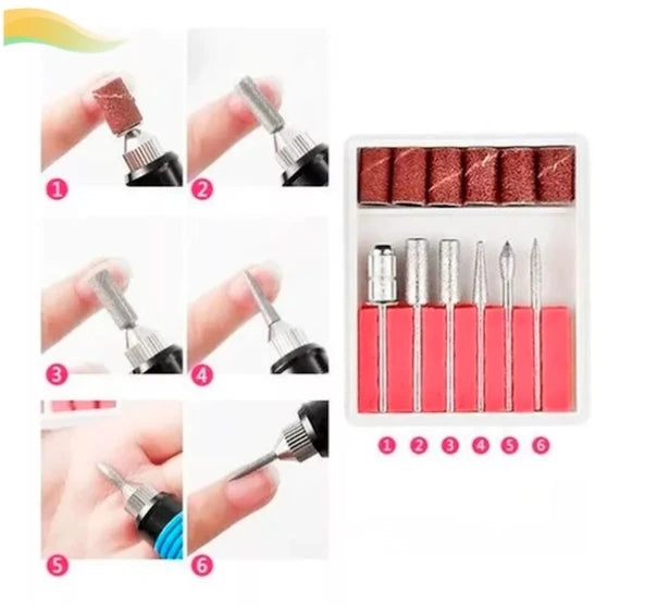 KIT DE LIXA DE UNHA ELÉTRICA PROFISSIONAL PORTÁTIL E RECARREGÁVEL PARA MANICURE E PEDICURE