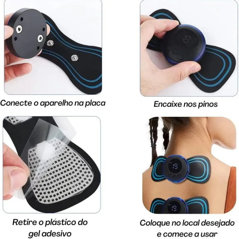 Mini massageador elétrico portátil de estimulação para alívio da dor muscular
