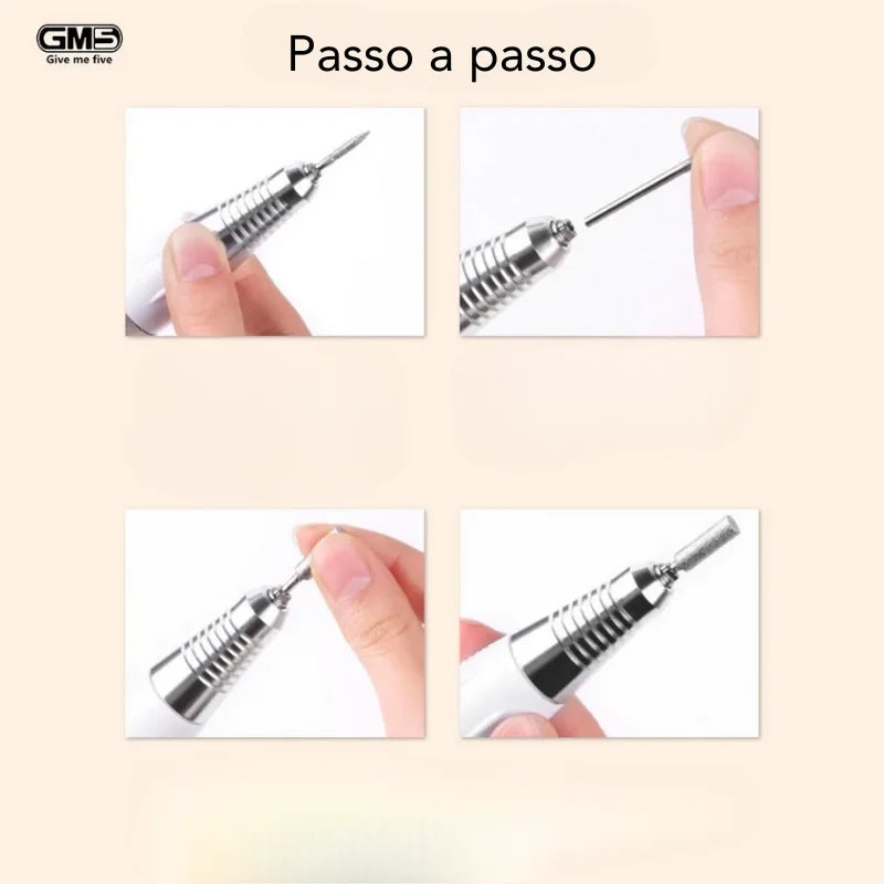 KIT DE LIXA DE UNHA ELÉTRICA PROFISSIONAL PORTÁTIL E RECARREGÁVEL PARA MANICURE E PEDICURE