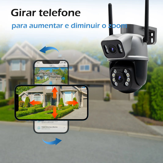 Câmera IP A28 com Lente Dupla: Vigilância UHD 3MP, Rastreamento Humano e Resistência à Água