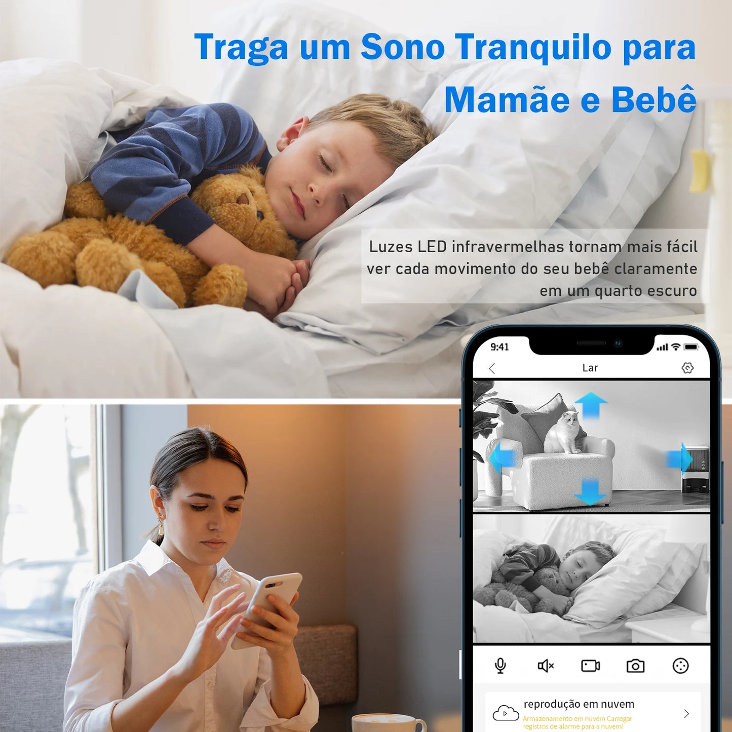 CAMERA DE SEGURANÇA DUPLA INTELIGENTE COM VISÃO NOTURNA
