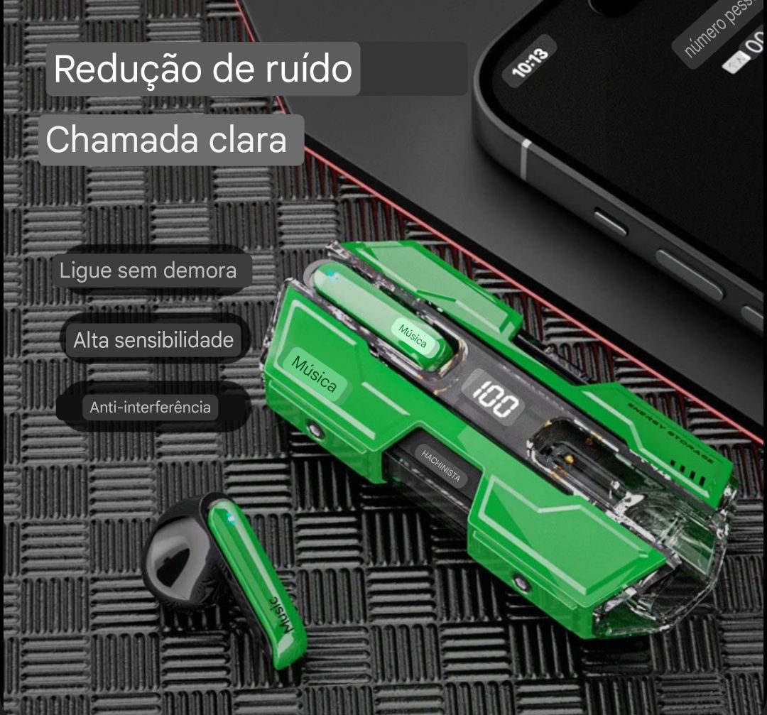 FONE DE OUVIDO GAMER, SEM FIO, HEADSET DE BAIXA LATÊNCIA À PROVA D'ÁGUA